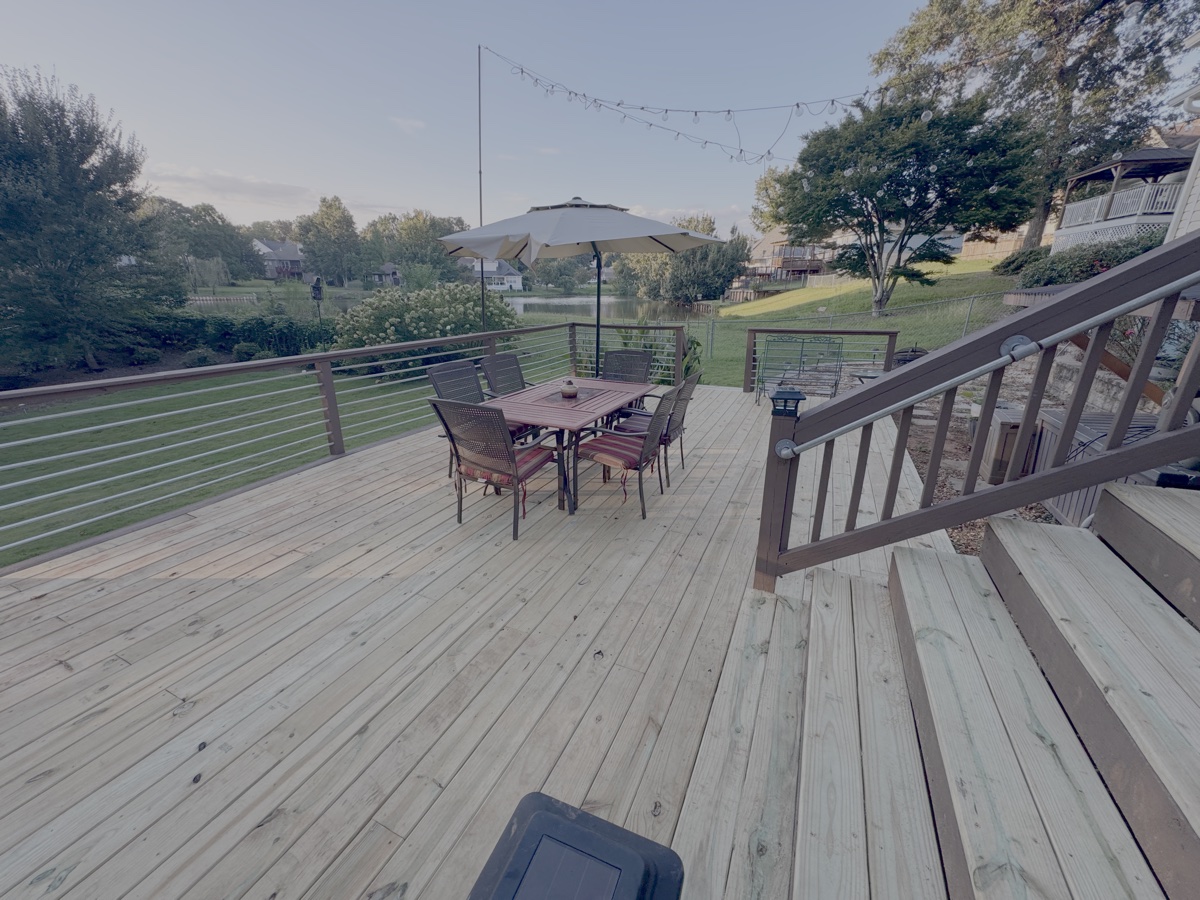 Completed deck build with lake view
